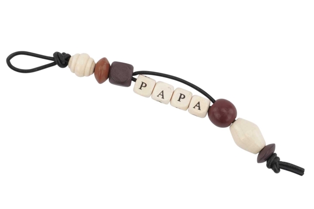 porte clés perles en bois papa - Perles en bois - 10doigts.fr