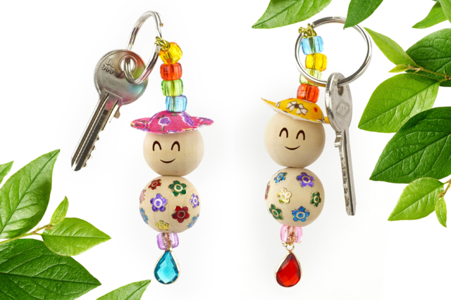 Porte-clés petit bonhomme mignon - Gommettes Fleurs, Fruits et Légumes - 10doigts.fr