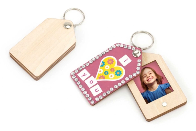 Porte clés photo d'identité en bois  - Bijoux et porte-clés en bois à décorer - 10doigts.fr