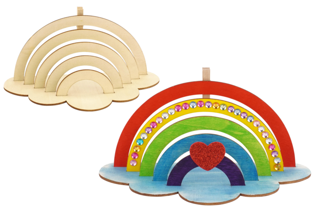 Porte-photo arc-en-ciel en bois - Cadres et clips photos : des supports uniques pour afficher vos souvenirs - 10doigts.fr