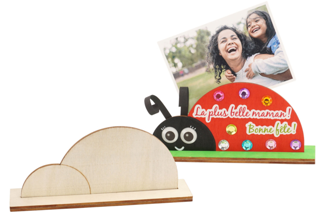 Porte photo coccinelle en bois - Cadres photo en bois à décorer - 10doigts.fr