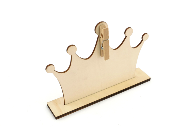 Porte-photo couronne en bois pince - Cadeaux pour le bureau de papa : personnalisez son espace de travail - 10doigts.fr