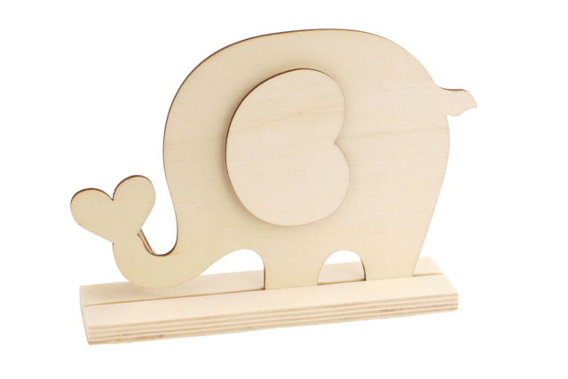 Porte-photo Éléphant en bois - 4 pièces - Cadres photo en bois à décorer - 10doigts.fr