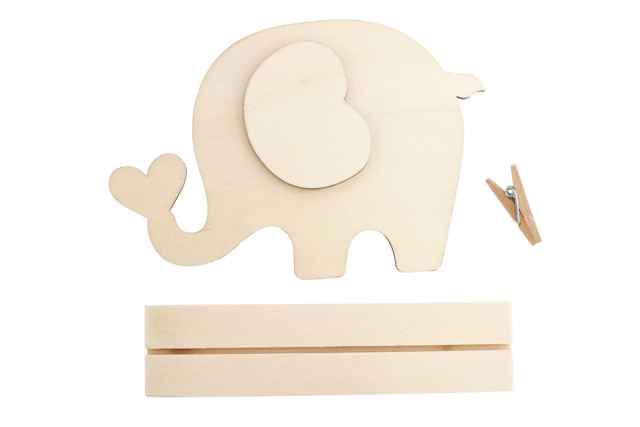 Porte-photo Éléphant en bois  materiel - Cadres photo en bois à décorer - 10doigts.fr