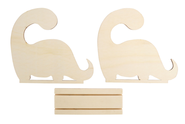 porte téléphone en bois forme dinosaure - Objets en bois à décorer pour le bureau - 10doigts.fr