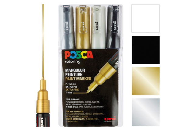 posca pointe extra fine doré - Marqueurs POSCA : la référence mondiale de la peinture nomade - 10doigts.fr
