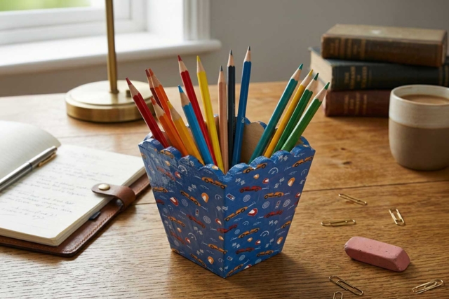 pot à crayons en bois ondulé - Supports Mosaïques - 10doigts.fr