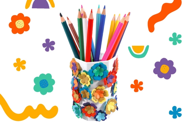 Pot à crayons "Happy days" - Pots en carton - 10doigts.fr
