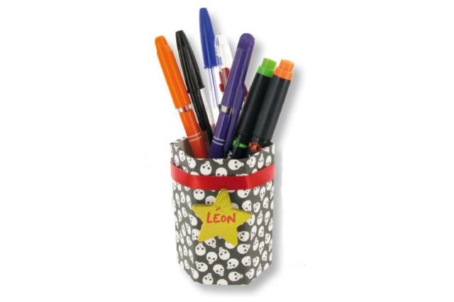 pot à crayons tête de mort - Papier adhésif - 10doigts.fr