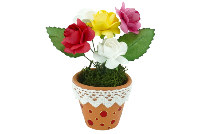pot avec fleurs en papier - Fleurs et végétaux pour l’Art Floral : La nature à l'honneur - 10doigts.fr