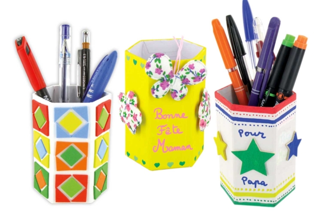 pot crayon carton hexagone - Pots en carton - 10doigts.fr