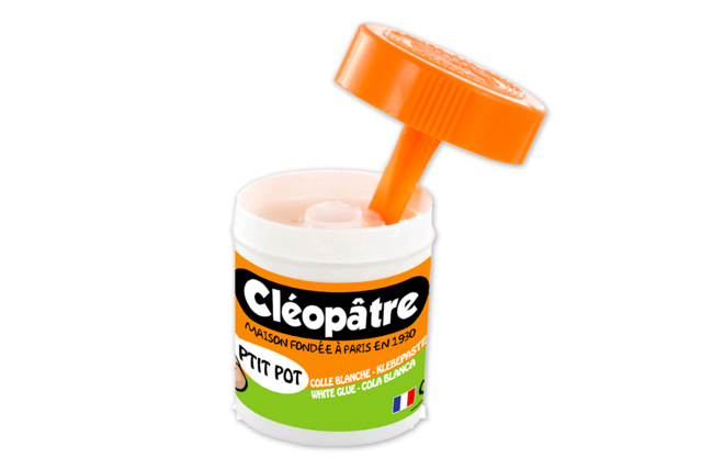 pot de colle cléopâtre spatule amande 50 gr école - Colles scolaires : bâton, blanche, gel et colle forte - 10doigts.fr