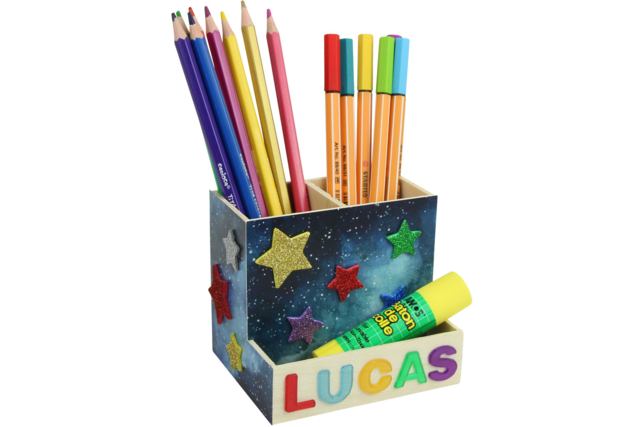 pot en bois compartiments - Pots à crayons, cache-pots - 10doigts.fr