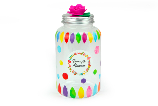 pot transparent décoré - Plastique Transparent - 10doigts.fr