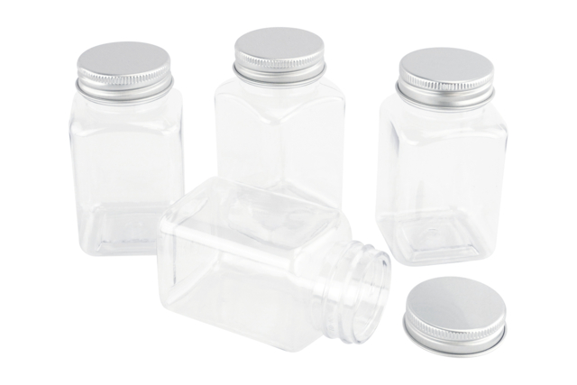 Pots en plastique avec couvercle, 4.5 x 8 cm - 4 pcs - Plastique Transparent - 10doigts.fr