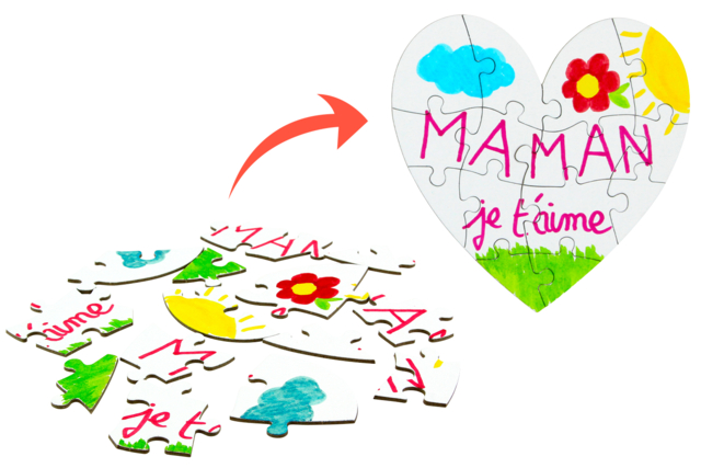 puzzle coeur maman - Puzzles à colorier - 10doigts.fr