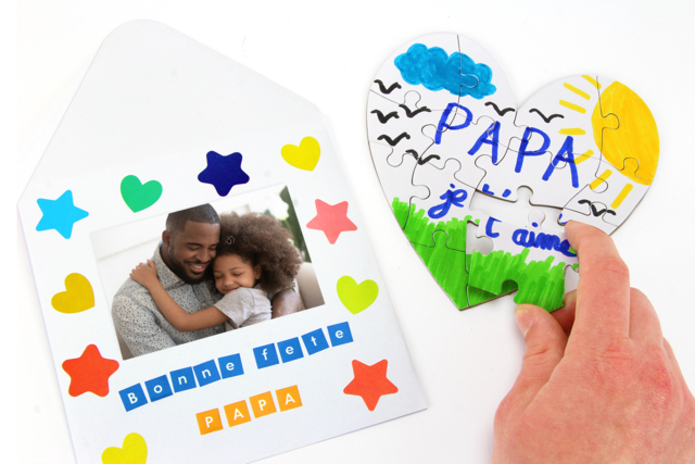 Puzzle cœur pour la fête des pères - Gommettes cœur : des cœurs adhésifs pour vos activités créatives - 10doigts.fr