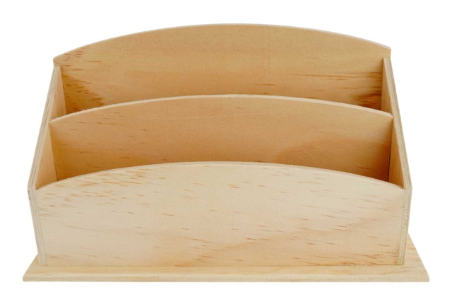 Range-courrier en bois 27 x 12 cm - Objets en bois à décorer pour le bureau - 10doigts.fr