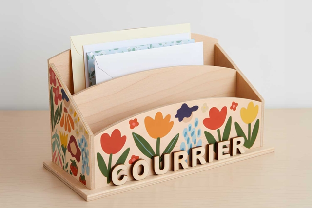 Range-courrier en bois décoré - Objets en bois à décorer pour le bureau - 10doigts.fr