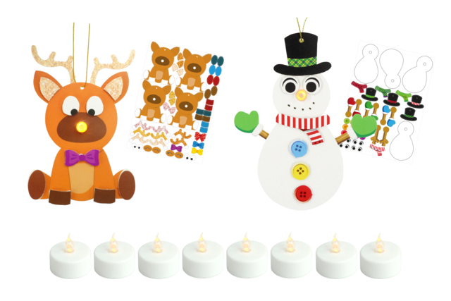 renne et bonhomme neige lumineux - Guirlandes et suspensions Noël - 10doigts.fr