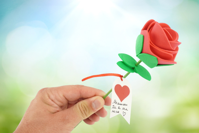 Roses en caoutchouc à fabriquer - 4 roses rouge - Kits créatifs Fête des Mères : des coffrets tout-en-un pour fabriquer vos cadeaux pour maman - 10doigts.fr