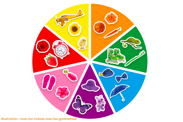 roue des couleurs gommettes - Gommettes réalistes pour enfants : l’éveil par l’image - 10doigts.fr