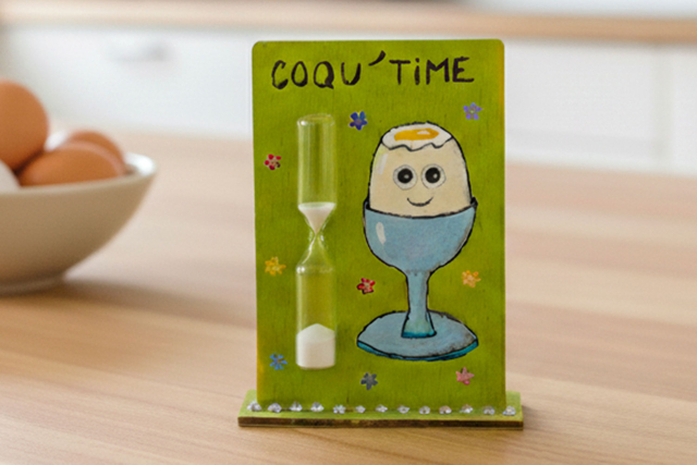 Sablier timer brossage dents - Objets en bois à décorer pour la cuisine - 10doigts.fr
