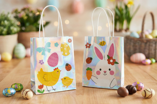 Sac de Pâques holographique - Papiers cadeaux et sacs - 10doigts.fr