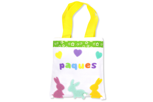 sac en coton enfants à décorer pâques - Coton, lin - Textiles - 10doigts.fr