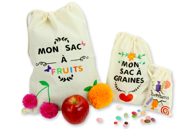 sac fruits recyclage - Coton, lin - Textiles - 10doigts.fr