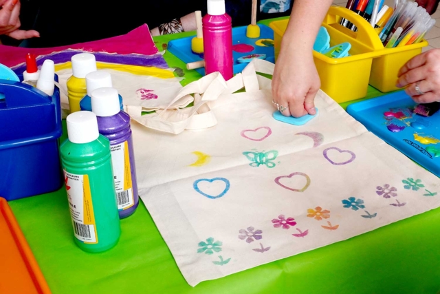 sac shopping tampons peinture - Coton, lin - Textiles - 10doigts.fr