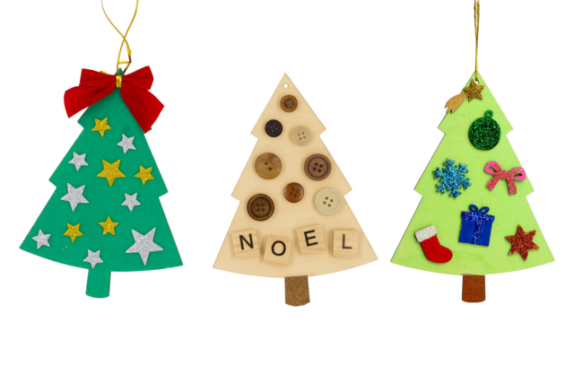 sapin à décorer - Décorations de Noël en bois à décorer - 10doigts.fr