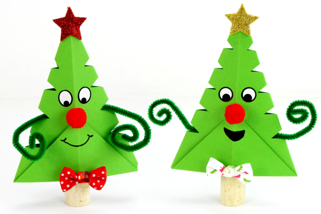 Sapin de Noël rigolo en papier - Papiers colorés - 10doigts.fr