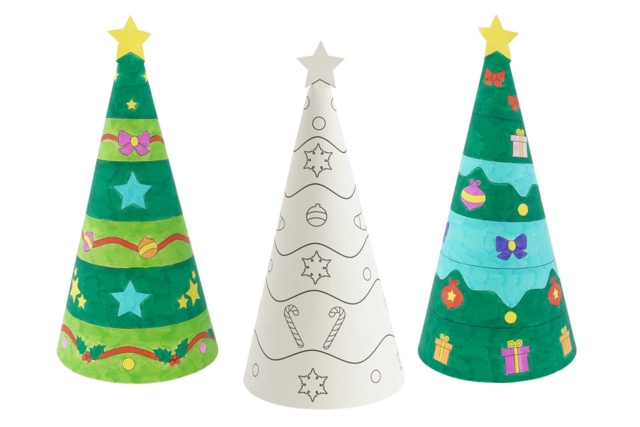 Sapins cônes colorier - Supports de Noël - 10doigts.fr