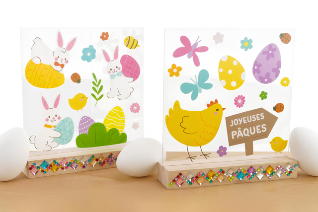 Scène de Pâques avec stickers - Cadres photo en bois à décorer - 10doigts.fr