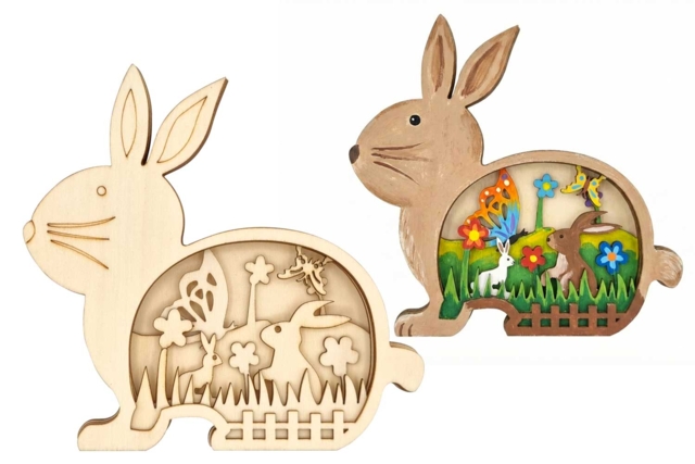 Scène de Pâques en bois à superposer - Supports de Pâques à décorer - 10doigts.fr