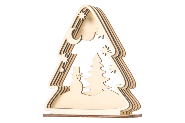 Scène en bois ciselé forme cadre sapin à monter  - Décorations de Noël en bois à décorer - 10doigts.fr