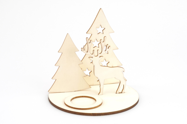 scène rennes bougeoir de noel - Bougeoirs en bois - 10doigts.fr