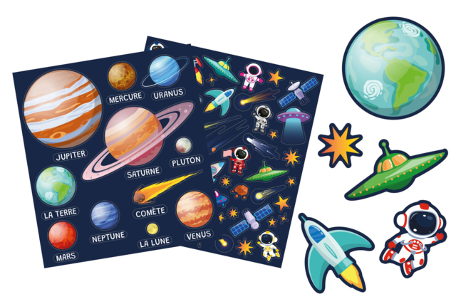 Scène système solaire + gommettes - Kits clés en main - 10doigts.fr