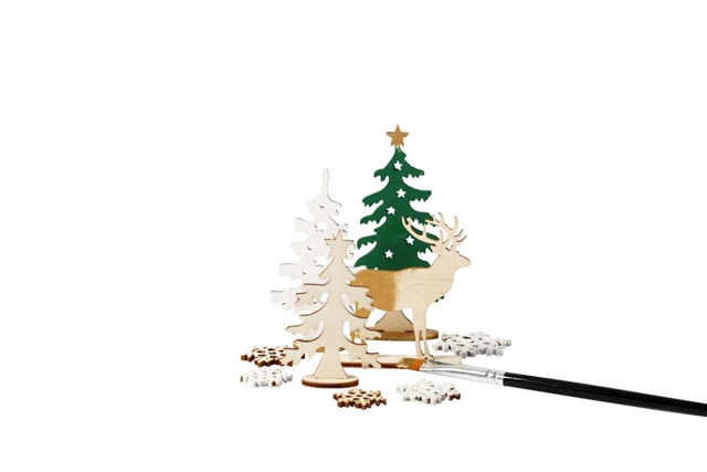 Scenette forêt en bois à monter  - Décorations en bois brut : tranches et bois naturel déco - 10doigts.fr
