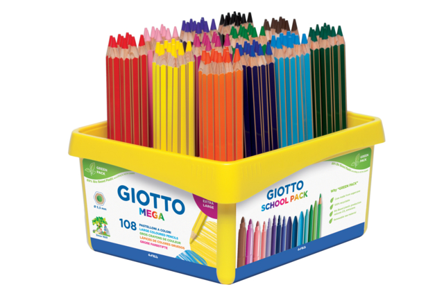 schoolpack box giotto mega - Crayons de couleur pour enfants : du premier gribouillage au dessin d'artiste - 10doigts.fr