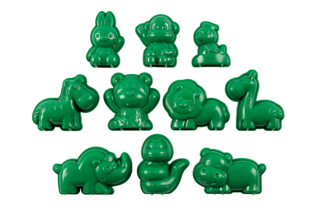 Set de 10 moules animaux assortis - Moules pour plâtre, savon, béton ... - 10doigts.fr