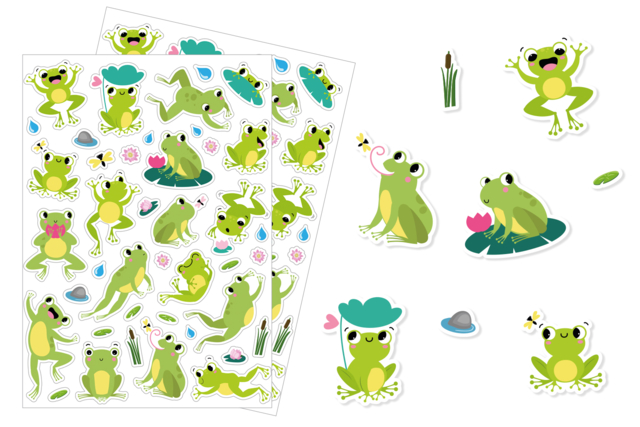 Set de 2 planches de gommettes grenouilles - Des gommettes animaux pour créer et apprendre dès la maternelle - 10doigts.fr
