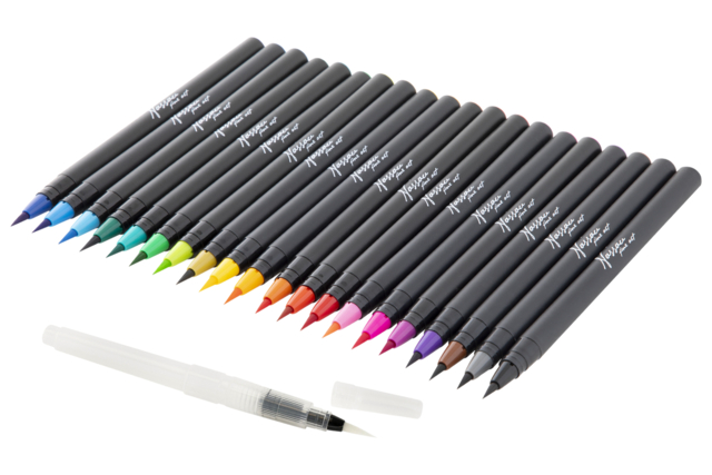 Set de 20 feutres aquarelle + 1 pinceau à réserve - Feutres fantaisie : paillettes, effets magiques et couleurs métallisées - 10doigts.fr