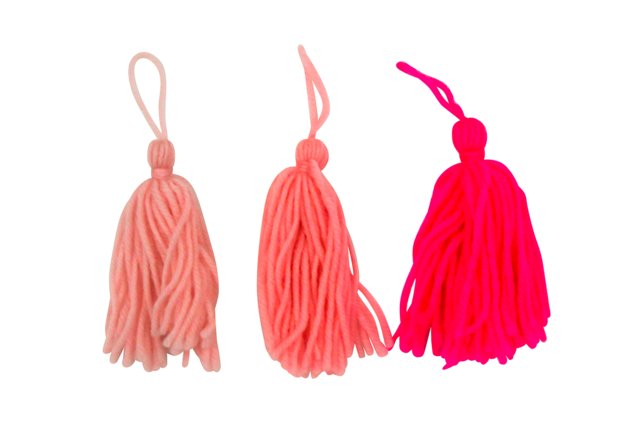 Set de 3 pompons long en laine camaïeu rose - Pompons pour bricolage créatif - 10doigts.fr