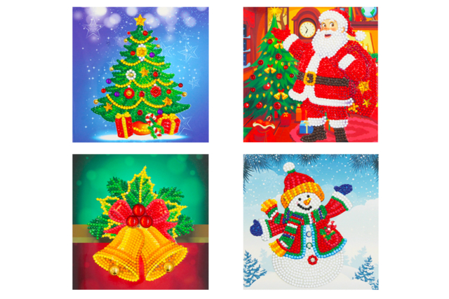 Set de 4 cartes diamants Noël - Cartes de voeux - 10doigts.fr