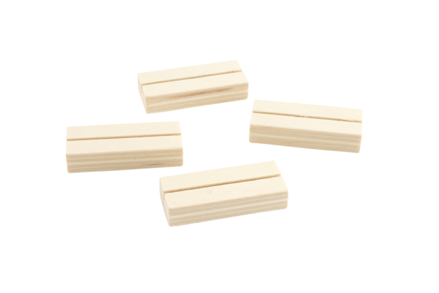 Set de 4 marque place (ou porte photo) en bois avec fente  - Cadres photo en bois à décorer - 10doigts.fr