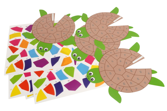 Set de 4 tortues 3D + gommettes - Kits créatifs avec gommettes : le plein d’idées pour les petits artistes - 10doigts.fr