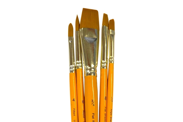 Set de 5 pinceaux acrylique - Pinceaux poils synthétiques - 10doigts.fr