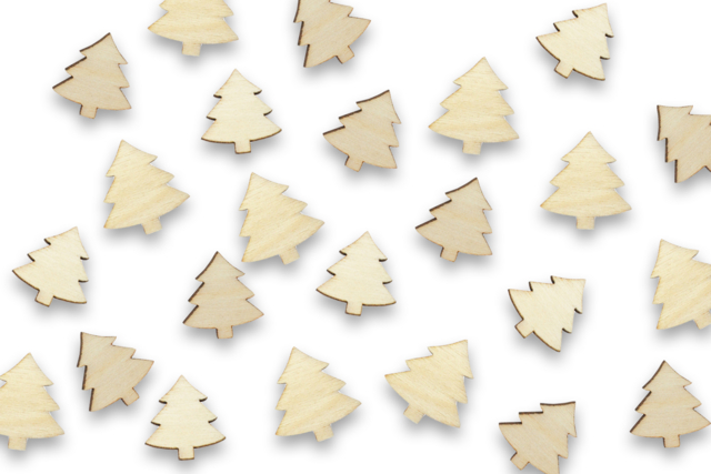 Set de 50 sapins bois - Décorations en bois brut : tranches et bois naturel déco - 10doigts.fr